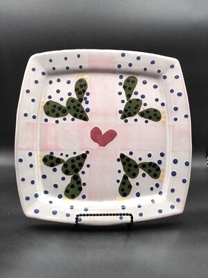 Stephen Kilborn Studio Art Pottery Cactus Heart Serving Tray Plate Southwestern-image