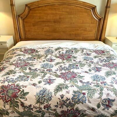 Pottery Barn Laurel Palampore Duvet Cover Pink Queen 2 Std Shams Floral 3p Rare-image