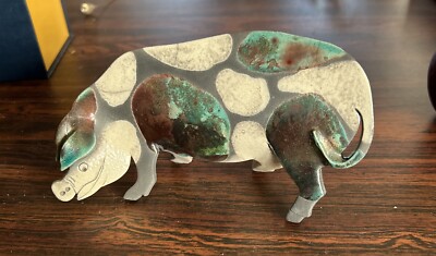 Gorgeous Canada Pottery Studio Art Curved Pig Shaped Ceramic Sculpture Figurine -image