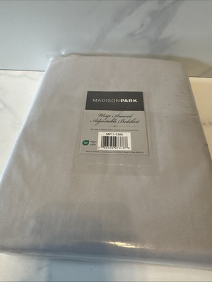 Madison Park Simple Fit Adjustable Wrap Around Bedskirt One Size Gray New W/tags-image