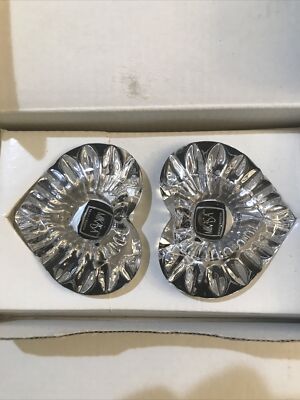 Mikasa Pair Heartfelt Heart Shaped Lead Crystal Candle Stick Holders Taper-image