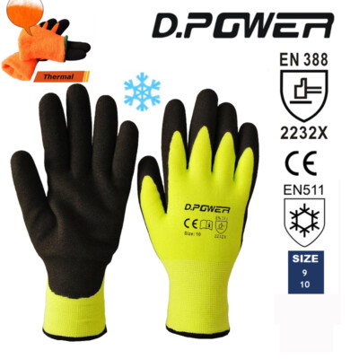 Better Grip Safety Winter Double Lining Knit Latex Dip Nylon Work Gloves 6 Pairs-image