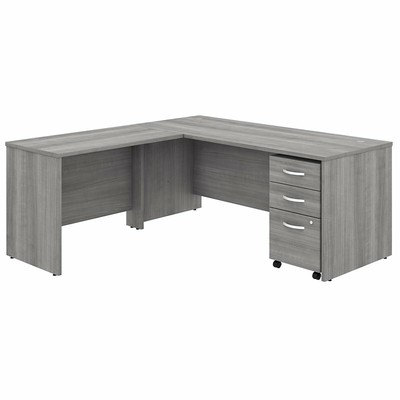 Studio C 72W L Shaped Desk with Mobile File Cabinet in Gray - Engineered Wood-image