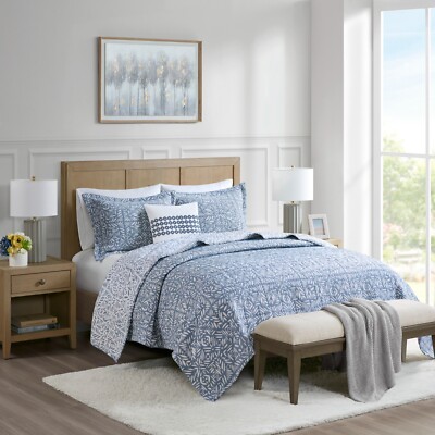 Madison Park Harmony 4 Piece Oversized Reversible Matelasse Coverlet Queen King-image