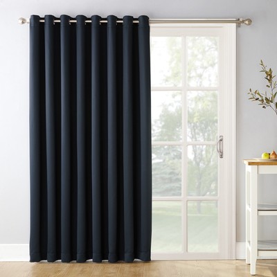 Sun Zero Conrad Extra-Wide Blackout Sliding Patio Door Curtain Panel Navy 100x84-image