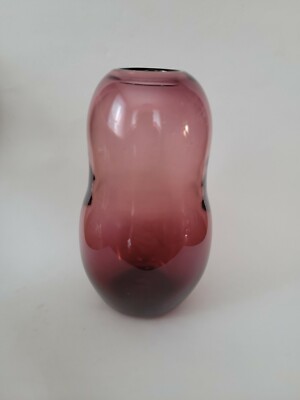 Vintage Amethyst Studio Art Glass Hourglass Vase 6