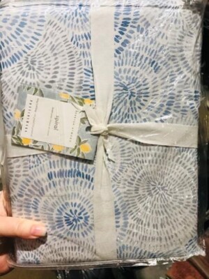 Pottery Barn Spiral Duvet Cover Blue King 2 Standard Shams Rebecca Atwood 3pc🦩-image