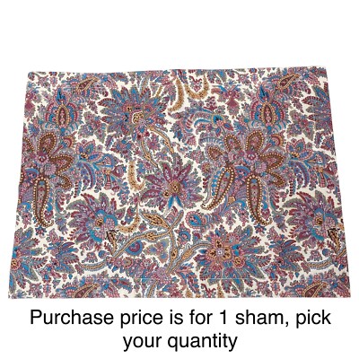 Pottery Barn Paisley FLORAL Pink Blue Green Boudoir Pillow Sham 18x13” Italy-image