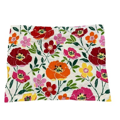 Pottery Barn Standard Pillow Sham Big Flowers Red Pink Orange Yellow 100% Cotton-image