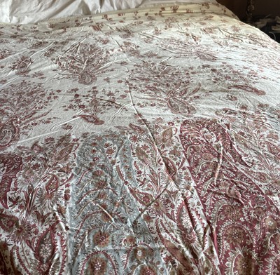 Pottery Barn Paisley Queen Duvet Cover Floral/Solid Bedspread Vintage EPOC Rare-image