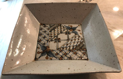 Studio Artisan Pottery Large Square Bowl Signed “SHP” Approx 13