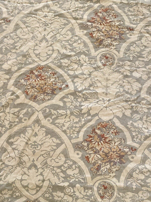 POTTERY BARN Duvet Cover Camilla KING Floral Medallion Linen Cotton Beige Gray-image