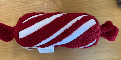 POTTERY BARN Cozy Teddy Peppermint Twist Candy Shaped Pillow CHRISTMAS Valentine-image