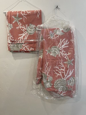 Pottery Barn Bermuda Duvet Cover Set Coral Queen 2 Euro Shams Sea Shell 3p Rare-image