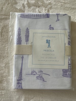 New RARE Pottery Barn Kids Purple Lavender Priscilla Paris Madeline Pillowcase-image