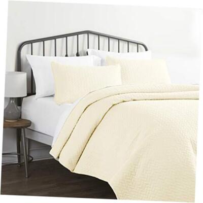  3 Piece Yellow Quilt Twin Size Bed Set - A Twin/Twin XL Herring Yellow-image