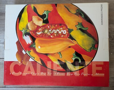 Clay Art 2000 2 Piece Chip & DIp Set Caliente Chili Peppers Theme NIB-image