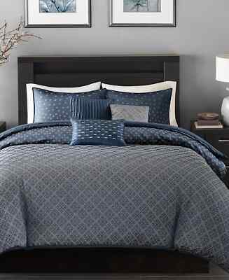 Madison Park Biloxi Geometric Jacquard 6-Pc. Duvet Cover Set Cal King New-image