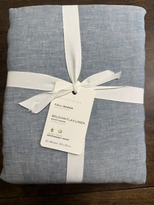 POTTERY BARN BELGIAN FLAX LINEN DUVET COVER ~ FULL/QUEEN ~ CHAMBRAY-image