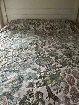 Pottery Barn Reza Duvet Cover Beautiful Queen No Shams Palampore Ivory Rare-image