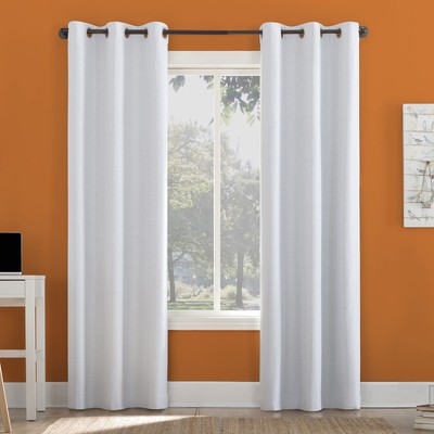 Miles Woven Grid Textured Total Blackout Grommet Curtain Panel, 40