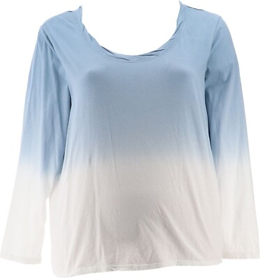 Candace Cameron Bure The Ocean Dipped Long-Sleeve Tee Ash Blue L NWOT (325)-image