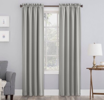 Sun Zero Kenneth 40” x 63” blackout curtain panel silver gray-image