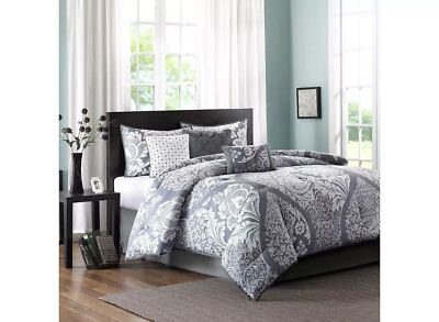 Madison Park Queen 7 Piece Cotton Printed Comforter Set In Grey Finish MP10-501-image