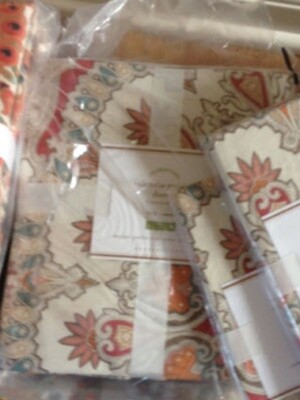 Pottery Barn Valencia Medallion Duvet Cover Orange Queen Scarf Warm Boho 🦩-image