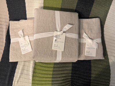 Pottery Barn Belgian Flax Linen  King Duvet & 4 BF Linen Hemstitch Pillow Cases-image