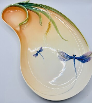 Franz Porcelain Dragonfly Sculptured Platter Large Tray Chip Veggie Dip FZ01301-image