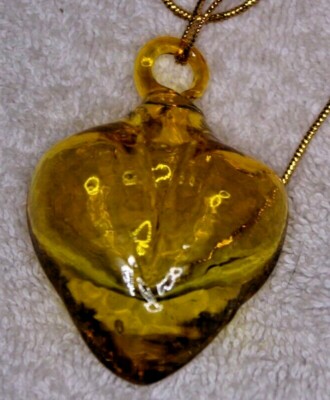 STUDIO ART GLASS YELLOW HEART SHAPED ORNAMENT-image