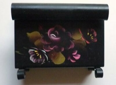 Fine Arts Studio Hand Painted Toleware Letter or Napkin Holder - Vntg-image