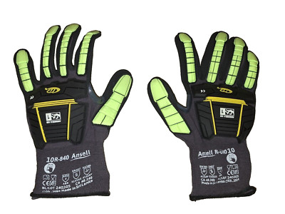 LOT OF 3 Ansell Ringers® Nitrile Half-Dipped Anti-Impact Gloves R-840 Size 10 XL-image