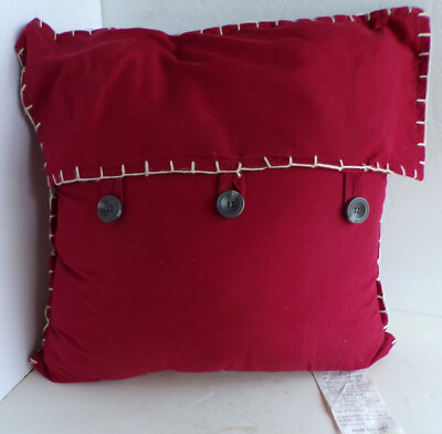 Madison Park Red Envelope Pillow  Stitched Edges Button Trim  Ex Cond-image