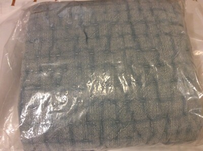 Pottery Barn Stonewashed Pick Stitch Quilted King Sham Sky Blue NWOT Cotton-image