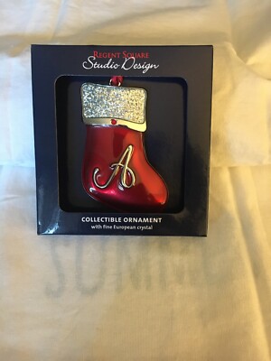 REGENT SQUARE STUDIO DESIGN A INITIAL ENAMEL SMOOTH CHRISTMAS HOLIDAY ORNAMENT-image