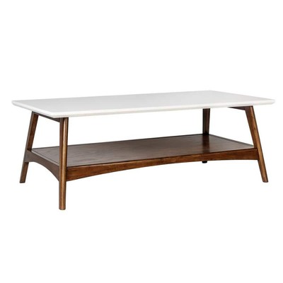 Madison Park Avalon 48 in. Off-White/Pecan Rectangle Wood Coffee Table-image