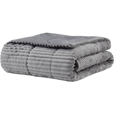 Madison Park Gray Parker Plush Down Alternative Corduroy Throw 60