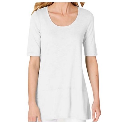 J. Jill White Pima Dipped Hem Tunic 100% Pima Cotton Shirt Top Women Size Large-image
