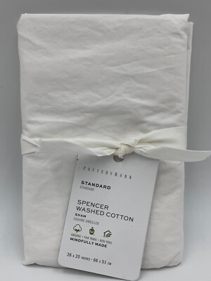 Pottery Barn Spencer Washed Organic Cotton Percale Sham Standard White #H207-image