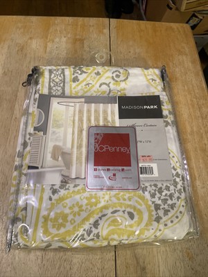 JC Penney Madison Park Floral Fabric Shower Curtain New Yellow Gray White-image
