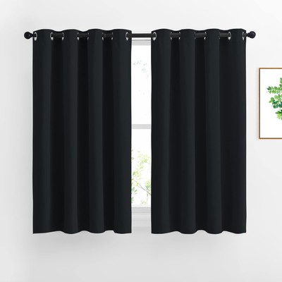 NICETOWN Black Out Curtains for Living Room - Easy Care Solid Thermal Insulat...-image