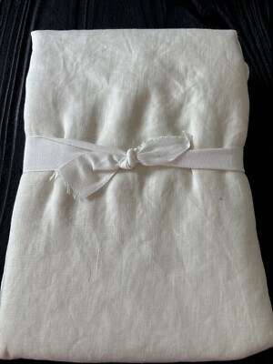 POTTERY BARN Belgian Flax Linen Classic Hemstitch King Pillowcases/2 Ivory New-image