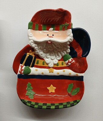 International Bazàr Holiday Chip N Dip Platter Christmas DECOR SERVING #36B5-image