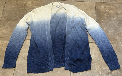 Sonoma Ladies Open Front Cardigan Sweater, size Large L Blue Dip Dyed EUC-image