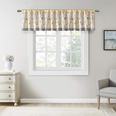 Serene Embroidery Room-Darkening Valance Window Treatment Rod Pocket/Back Tab...-image