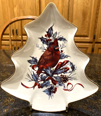 Lenox Winter Greetings Tree Shaped Candy or Nut  Dish 7.5