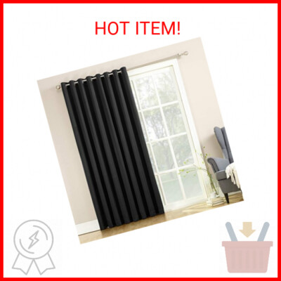 Sun Zero Barrow Energy Efficient Grommet Sliding Patio Door Curtain Panel, 100