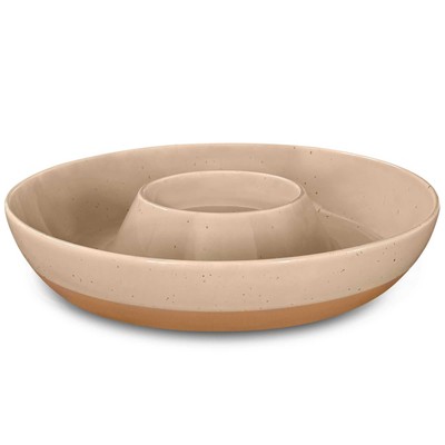 Mora Ceramic Chips and Dip Serving Tray: Large Divided Party Bowl Set for Chi...-image